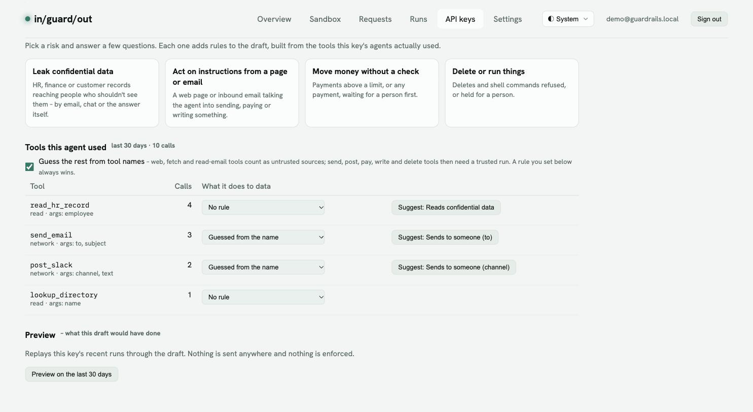 The tools table: each tool with its call count, what it does to data, and a suggestion